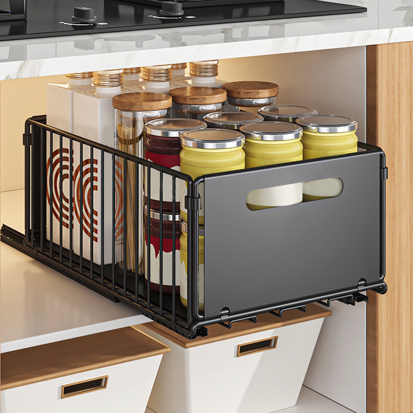 Pull Out Cabinet Organizer Carbon Steel Slide Out Kitchen Drawer