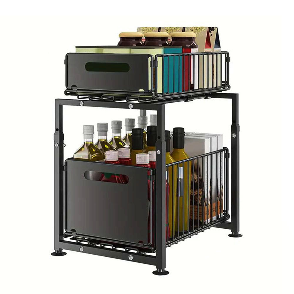 2-Tier Carbon Steel Pull Out Cabinet Organizer for Kitchen & Sink