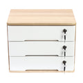 3-Tier Wooden Desktop Storage Cabinet with Lockable Drawers