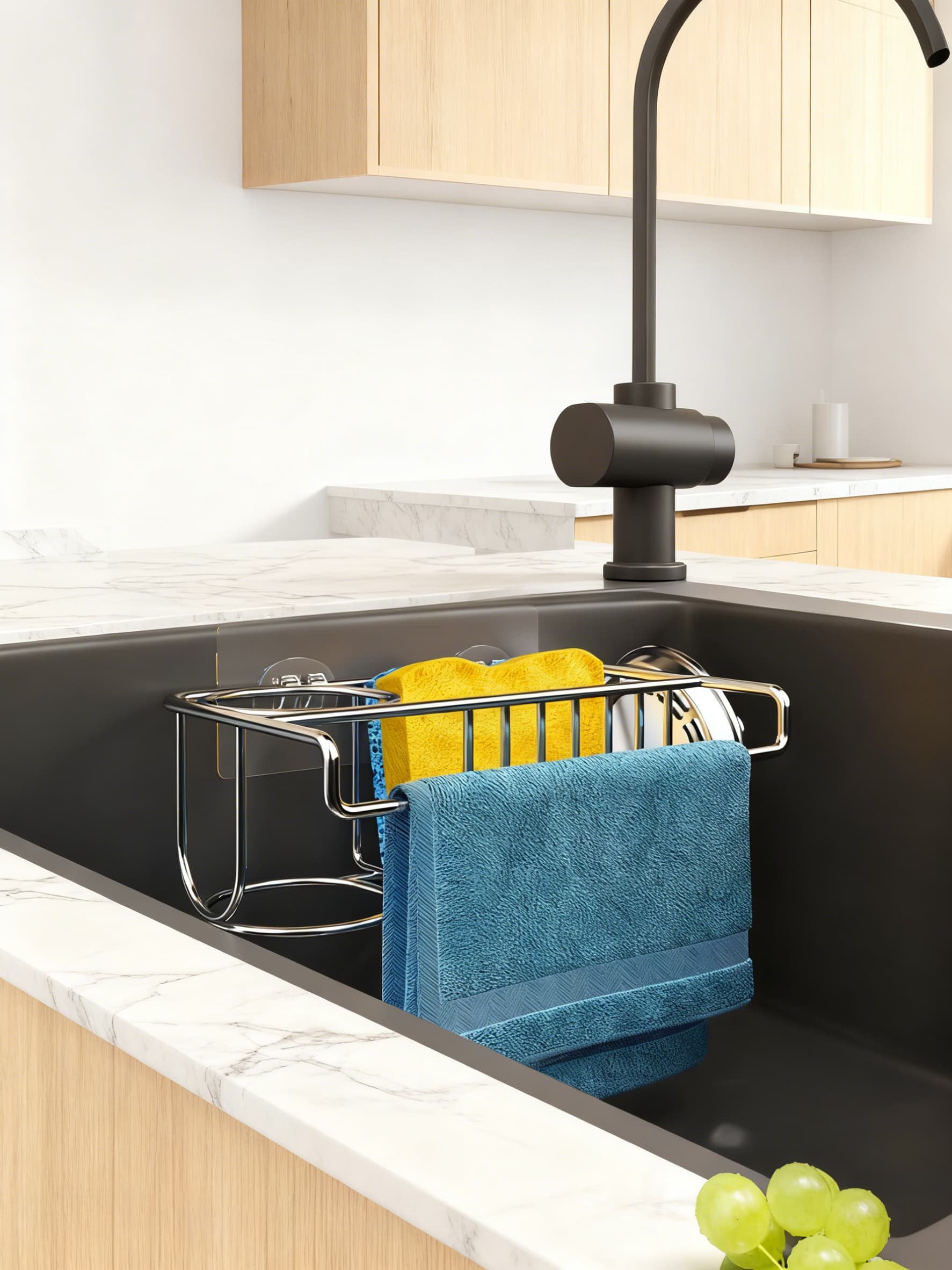 4-in-1 Stainless Steel Sink Caddy & Sponge Holder Organizer
