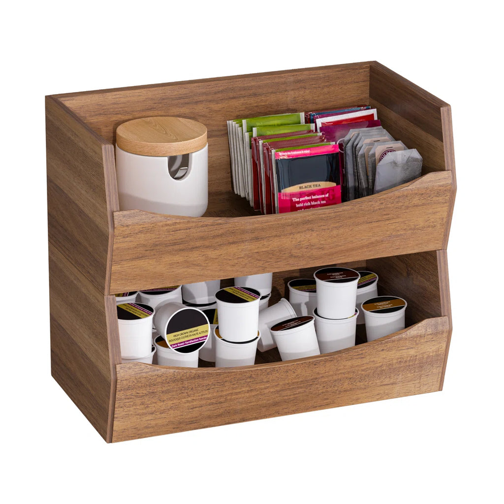 Acacia Wood Stackable Storage Bins (2-Pack) for Pantry & Bathroom