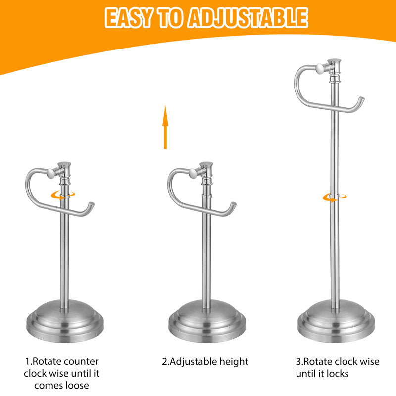Free Standing Toilet Paper Holder - Brushed Nickel Stainless Steel