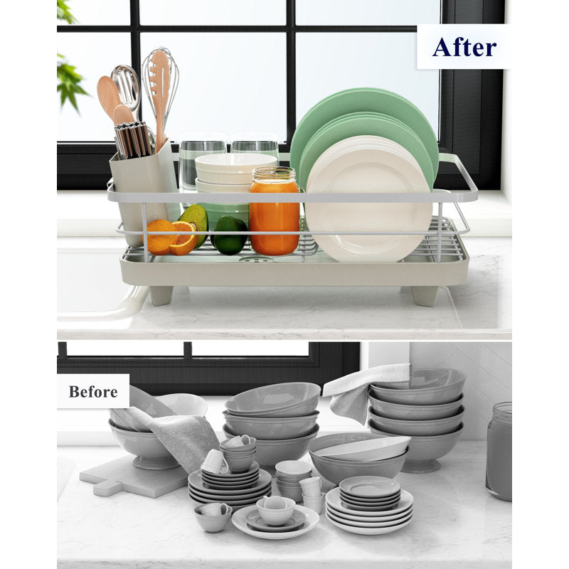 Compact Dish Drying Rack - Rust-Proof Metal for Kitchen Counter