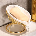 Leaf-Shaped Ceramic Soap Dish with Drain for Bathroom & Kitchen