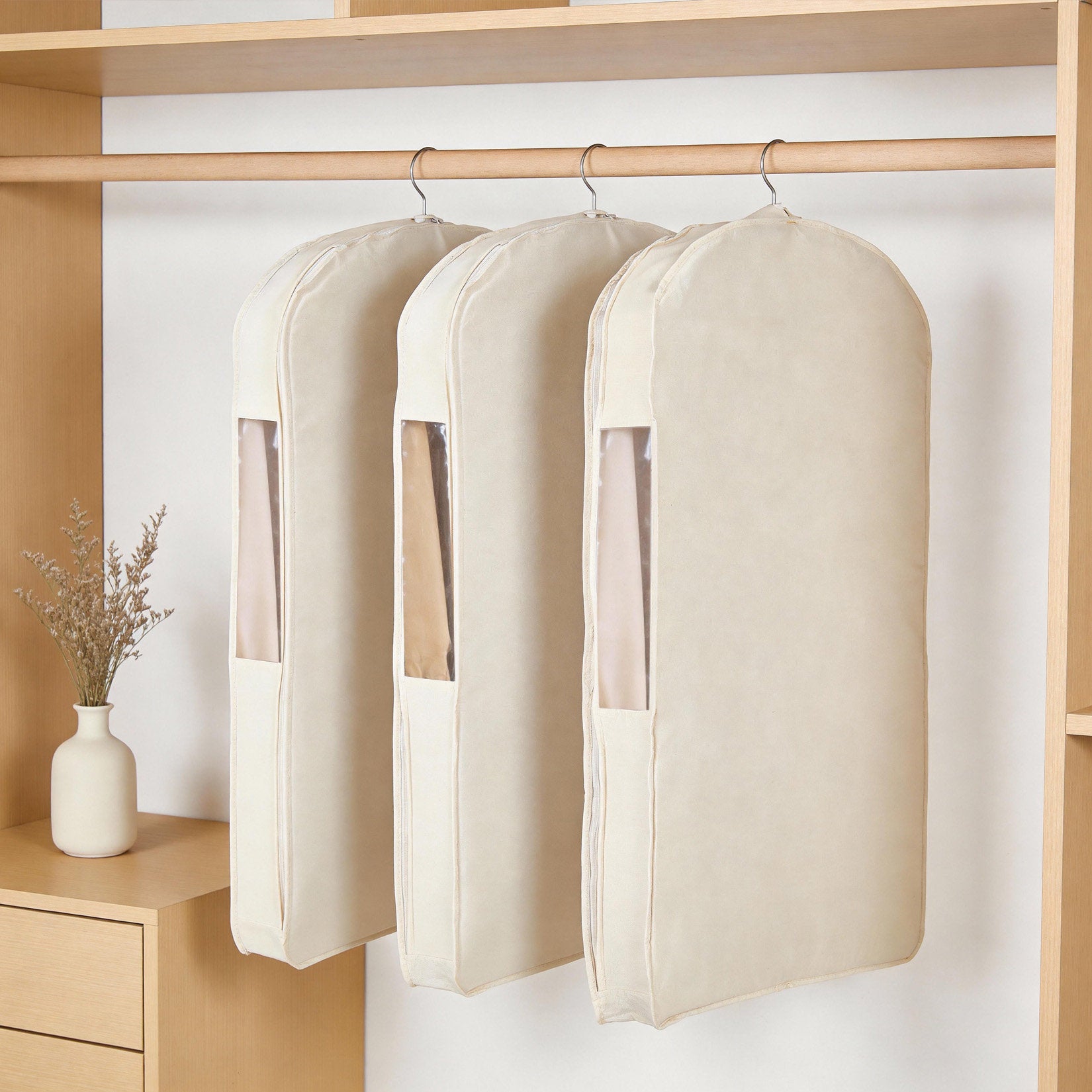 Organic Cotton Garment Bag - 42" Hanging Protector for Suits & Dresses