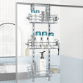 Over The Door Shower Caddy - Silver 3-Tier Hanging Bathroom Organizer