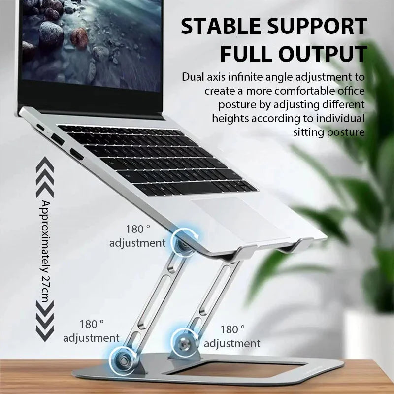 Adjustable Carbon Steel Laptop Stand - Foldable Cooling Holder for 17"