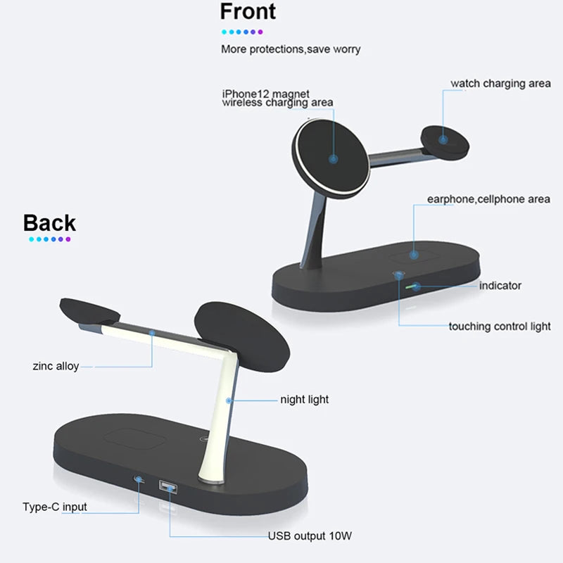 3-in-1 Magnetic Wireless Charging Station for iPhone, Watch & AirPods