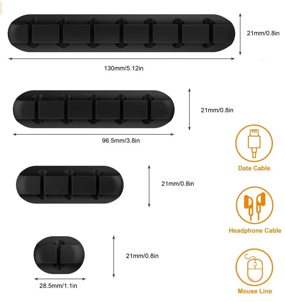 Silicone Cable Organizer Clips for Desk & Office Wire Management
