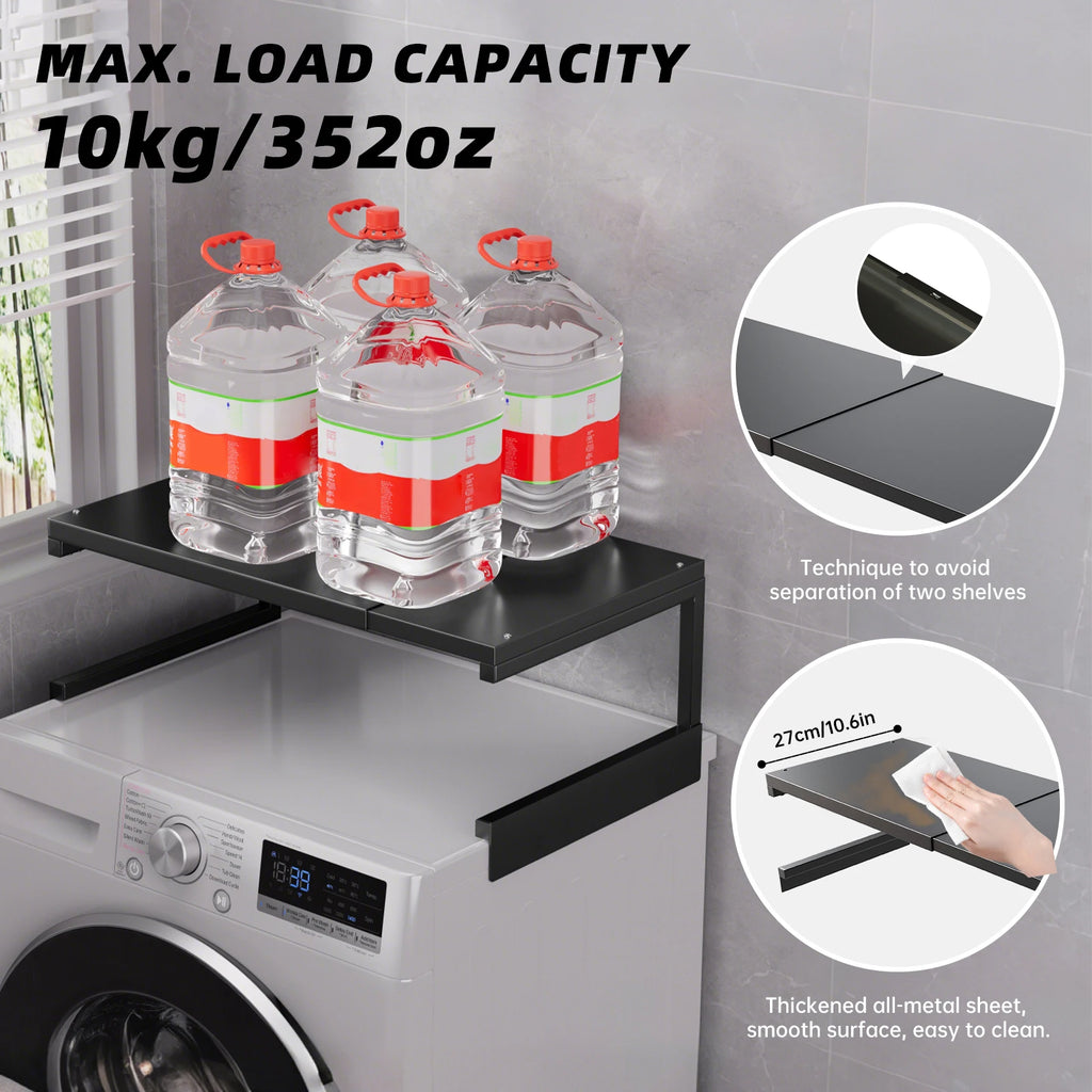 Extendable Washing Machine Top Storage Rack - Adjustable Laundry Shelf