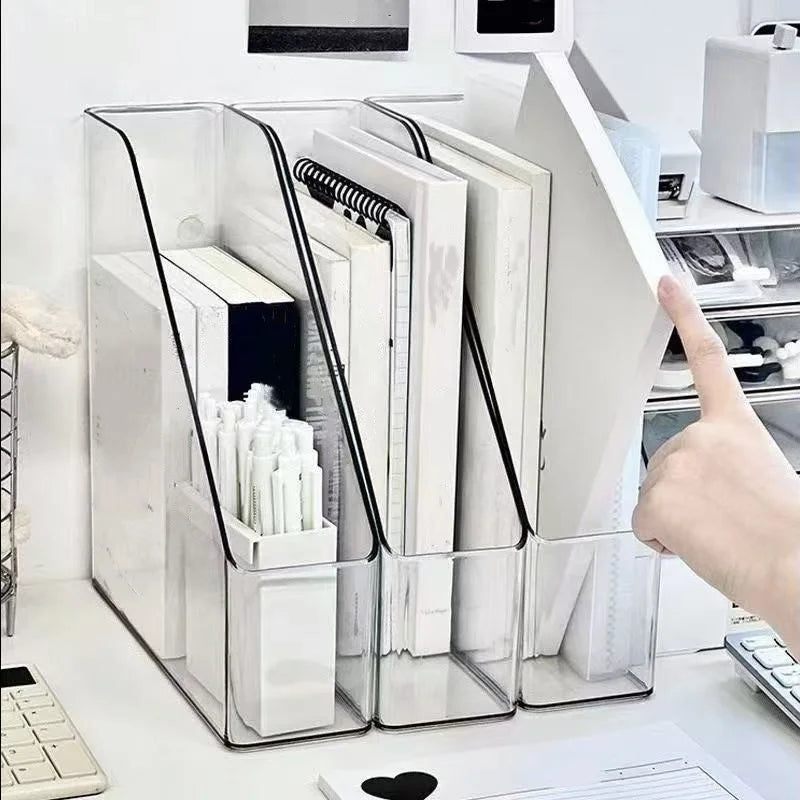 Transparent Acrylic Desktop Organizer & Book Stand Storage Box
