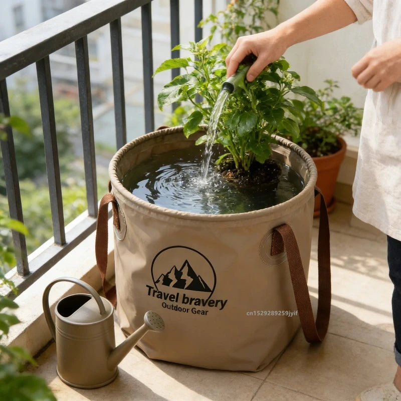 Portable PVC Folding Bucket for Camping, Hiking & Fishing