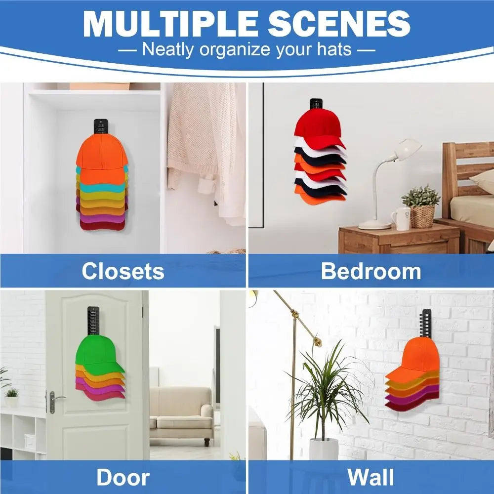 Baseball Cap Organizer Rack - Plastic Space-Saving Closet Storage