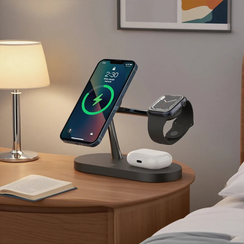 3-in-1 Magnetic Wireless Charging Station for iPhone, Watch & AirPods