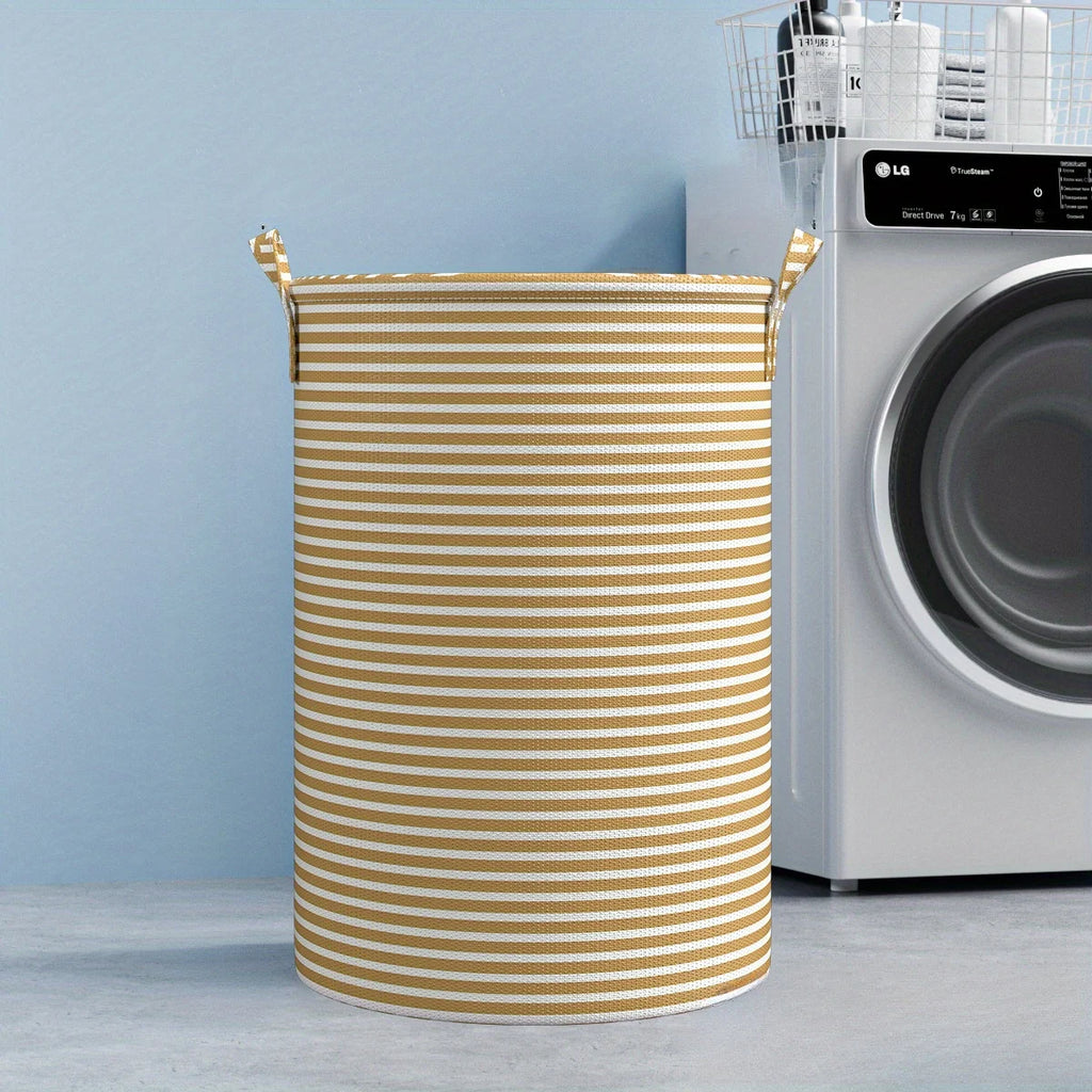 Foldable Striped Laundry Basket - Minimalist Collapsible Storage Bin