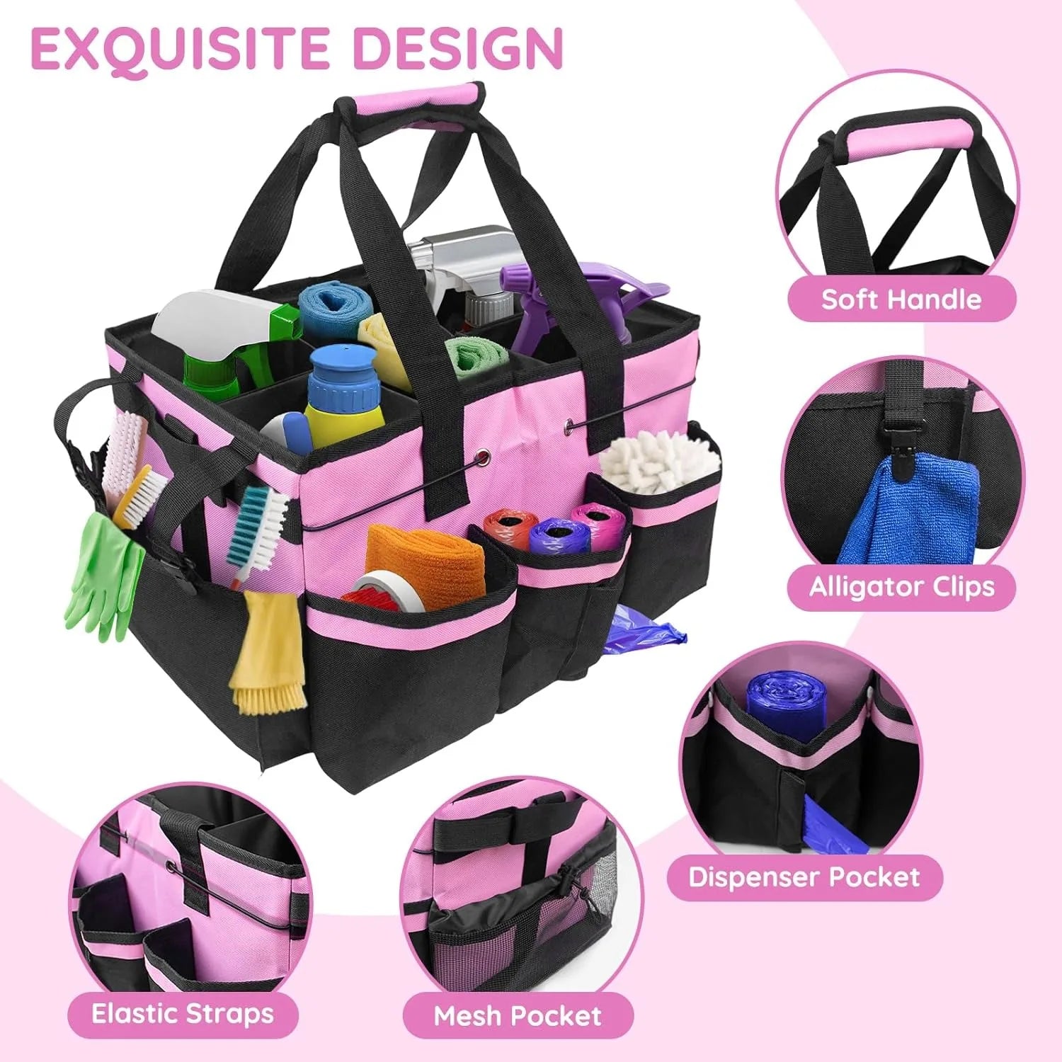 Professional Cleaning Caddy Bag - Heavy Duty Organizer for Housekeeping