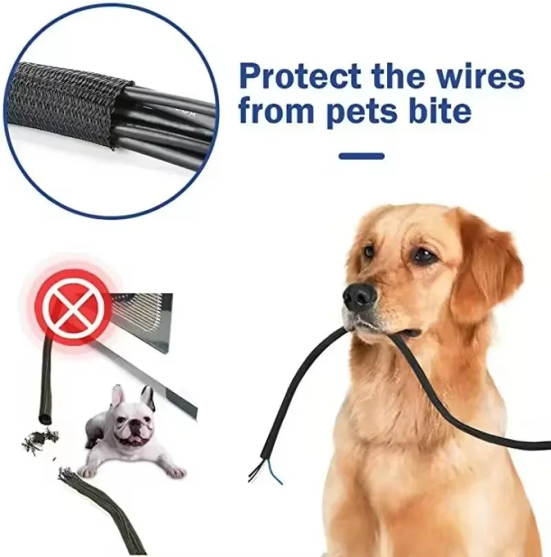 Braided Expandable Cable Sleeve - PET Wire Protector for Desk & PC