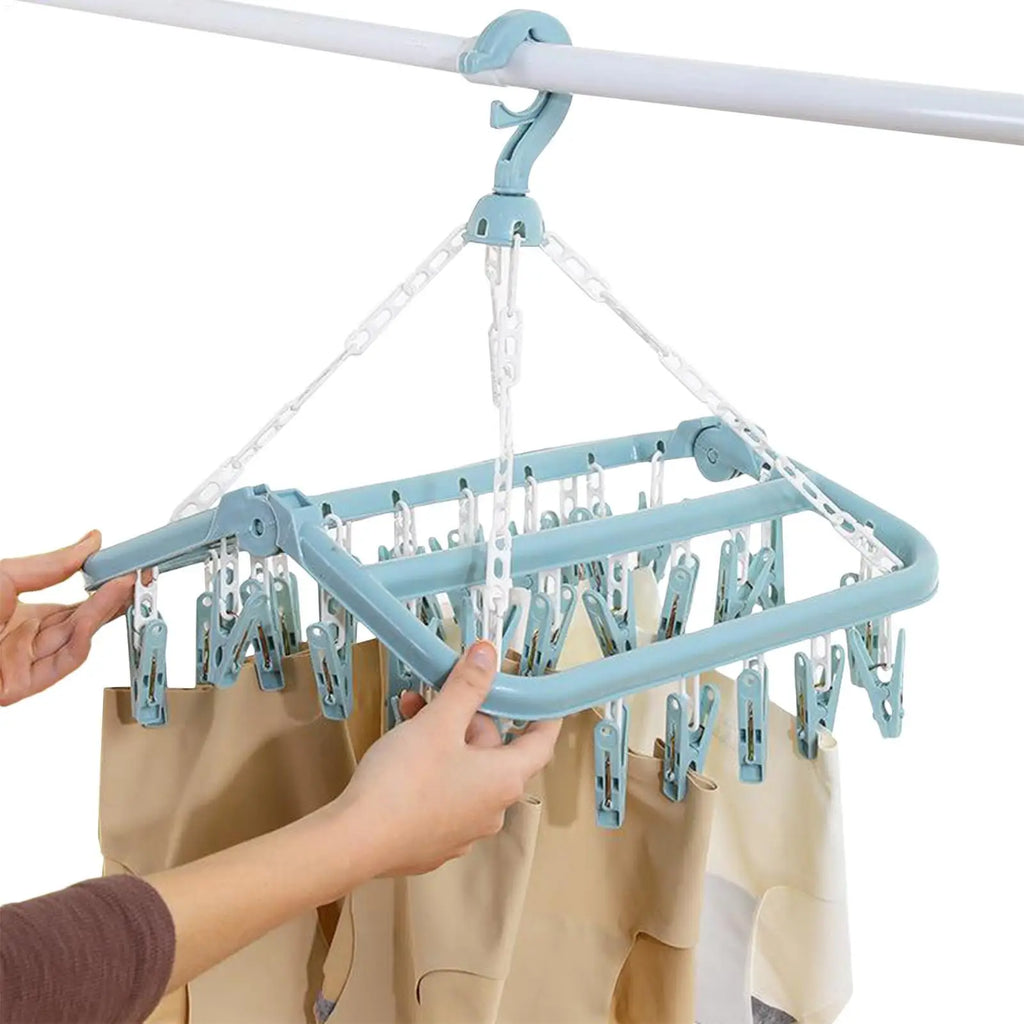 32-Clip Swivel Clothes Drying Rack for Socks and Underwear