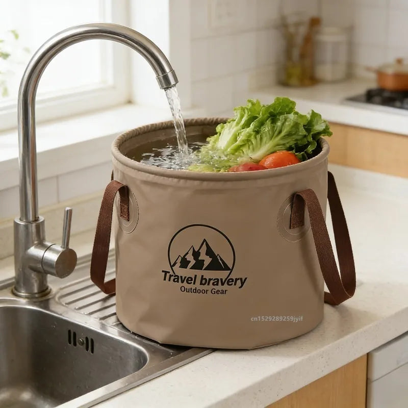 Portable PVC Folding Bucket for Camping, Hiking & Fishing