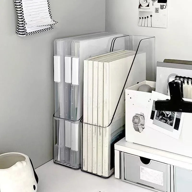 Transparent Acrylic Desktop Organizer & Book Stand Storage Box