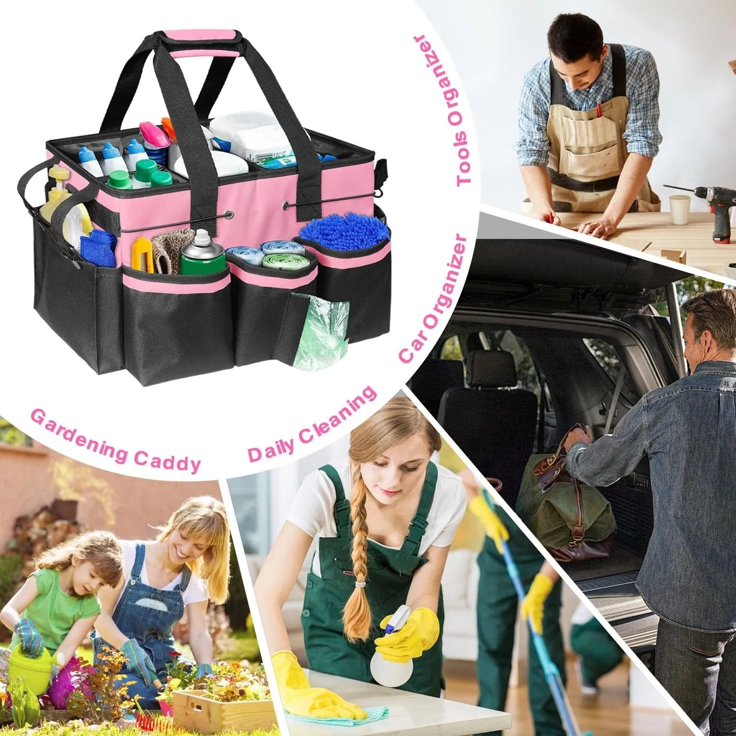 Professional Cleaning Caddy Bag - Heavy Duty Organizer for Housekeeping