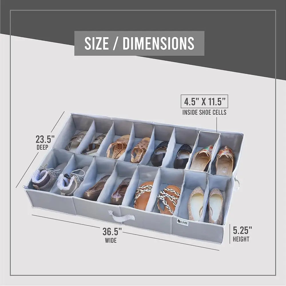 Under Bed Shoe Organizer | 600D Heavy Duty Fabric | Dorm Storage
