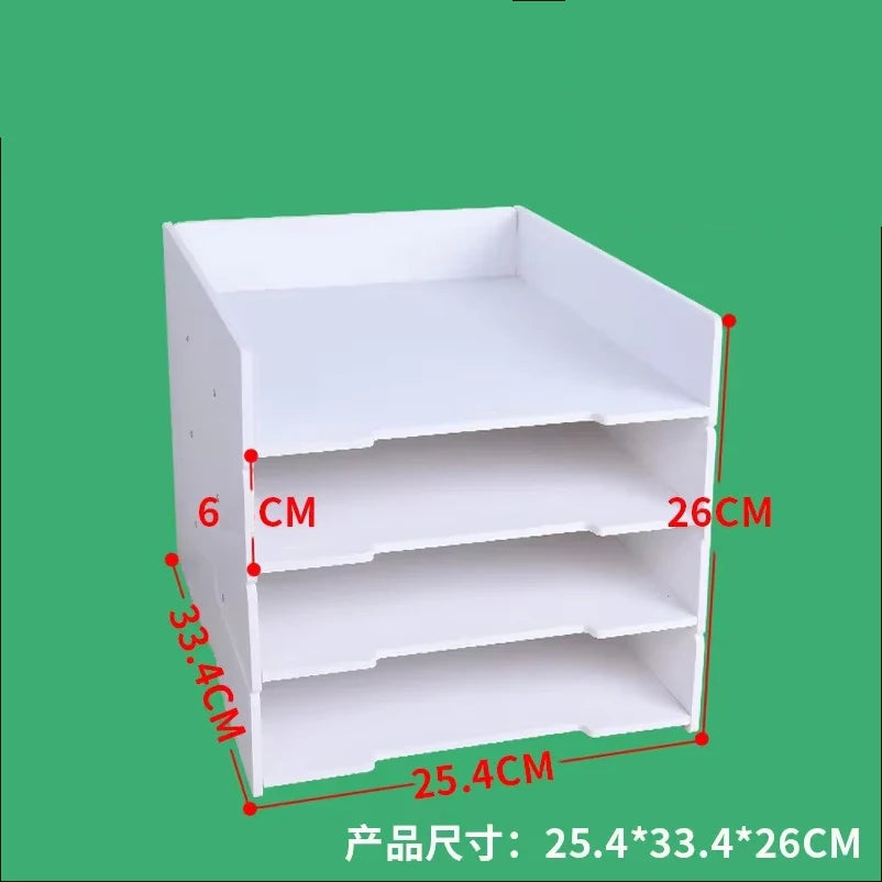 Stackable A4/A3 Desktop File Tray Wood Plastic Document Organizer