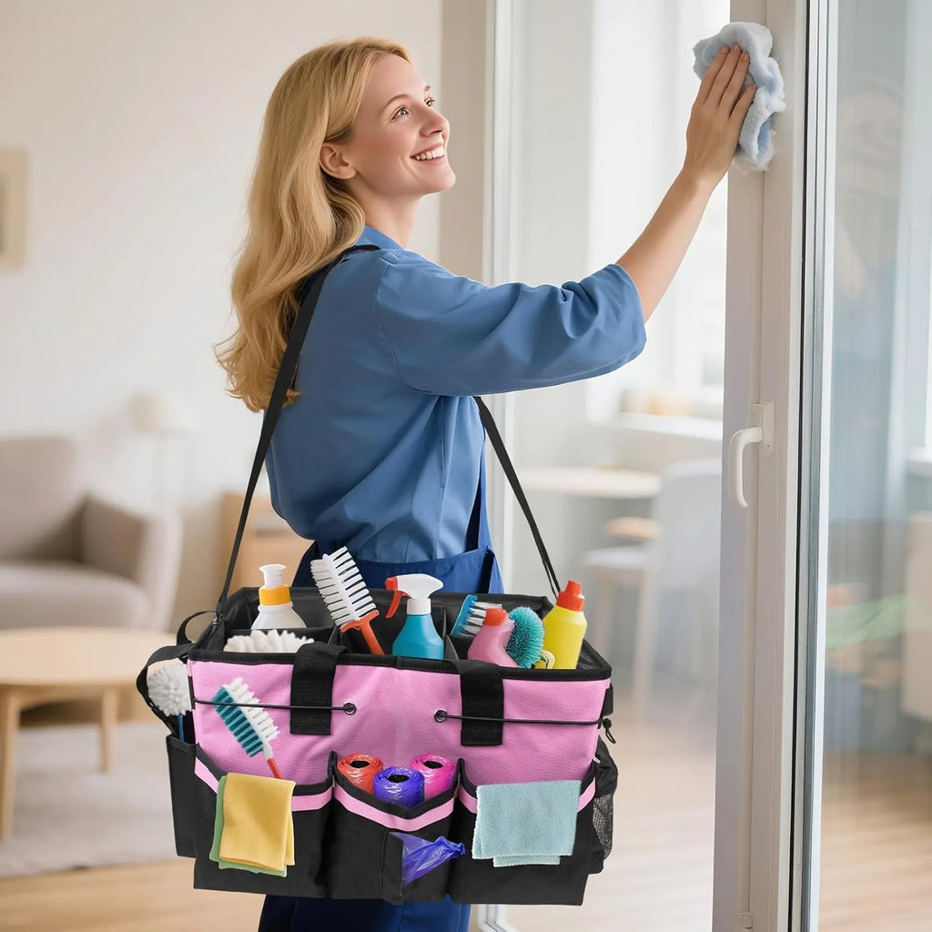 Professional Cleaning Caddy Bag - Heavy Duty Organizer for Housekeeping