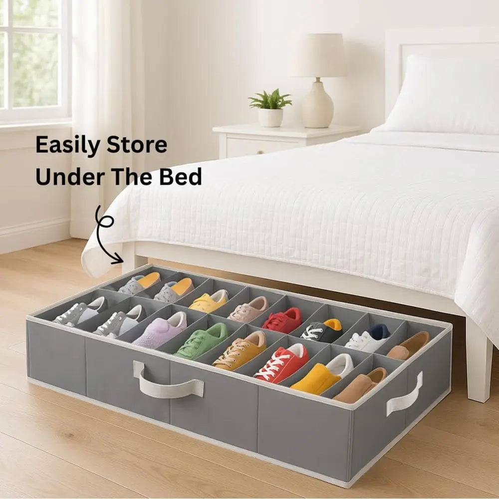 Under Bed Shoe Organizer | 600D Heavy Duty Fabric | Dorm Storage