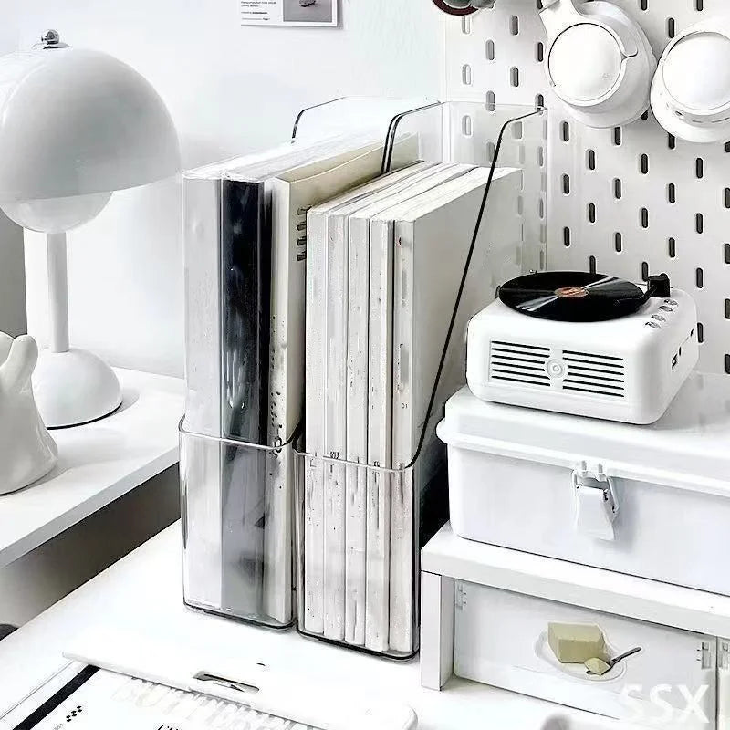 Transparent Acrylic Desktop Organizer & Book Stand Storage Box