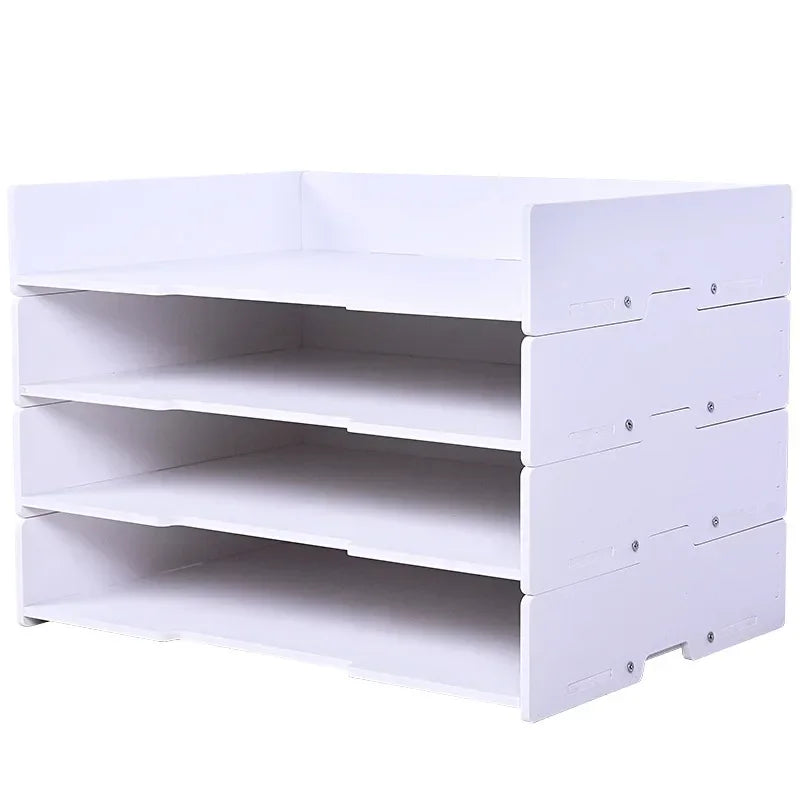 Stackable A4/A3 Desktop File Tray Wood Plastic Document Organizer