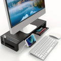 Foldable Monitor Stand Riser with Storage Drawer & Phone Holder