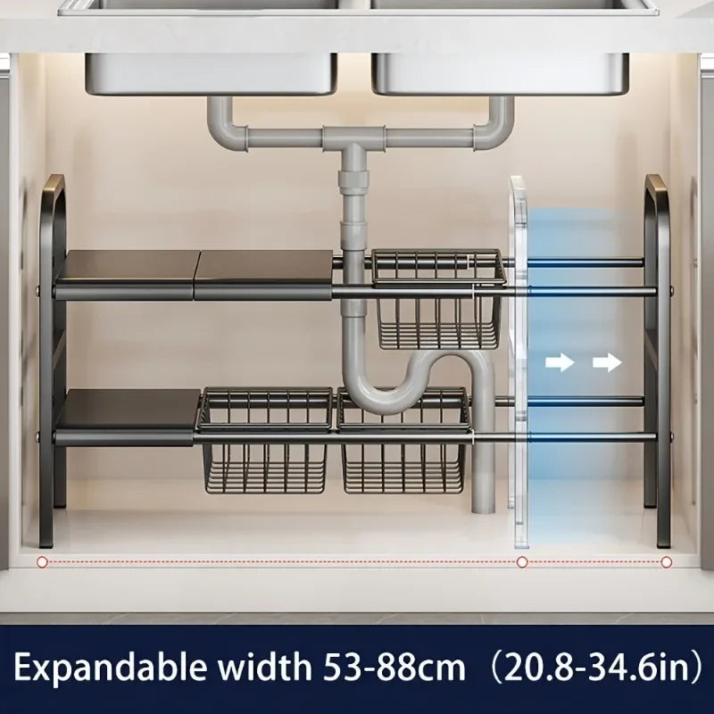Expandable Under Sink Organizer | Multi-Use Kitchen & Bathroom Rack