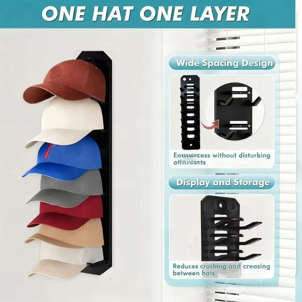 Baseball Cap Organizer Rack - Plastic Space-Saving Closet Storage