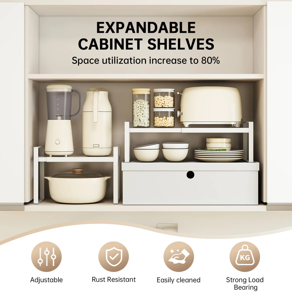 Expandable Under Sink Organizer - Metal Kitchen Storage Rack