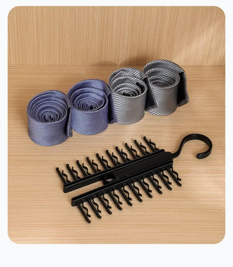 Rotatable 20-Row Tie Hanger & Belt Organizer for Closet Storage