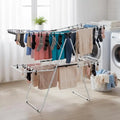 2-Tier Foldable Steel Clothes Drying Rack with Adjustable Gullwing