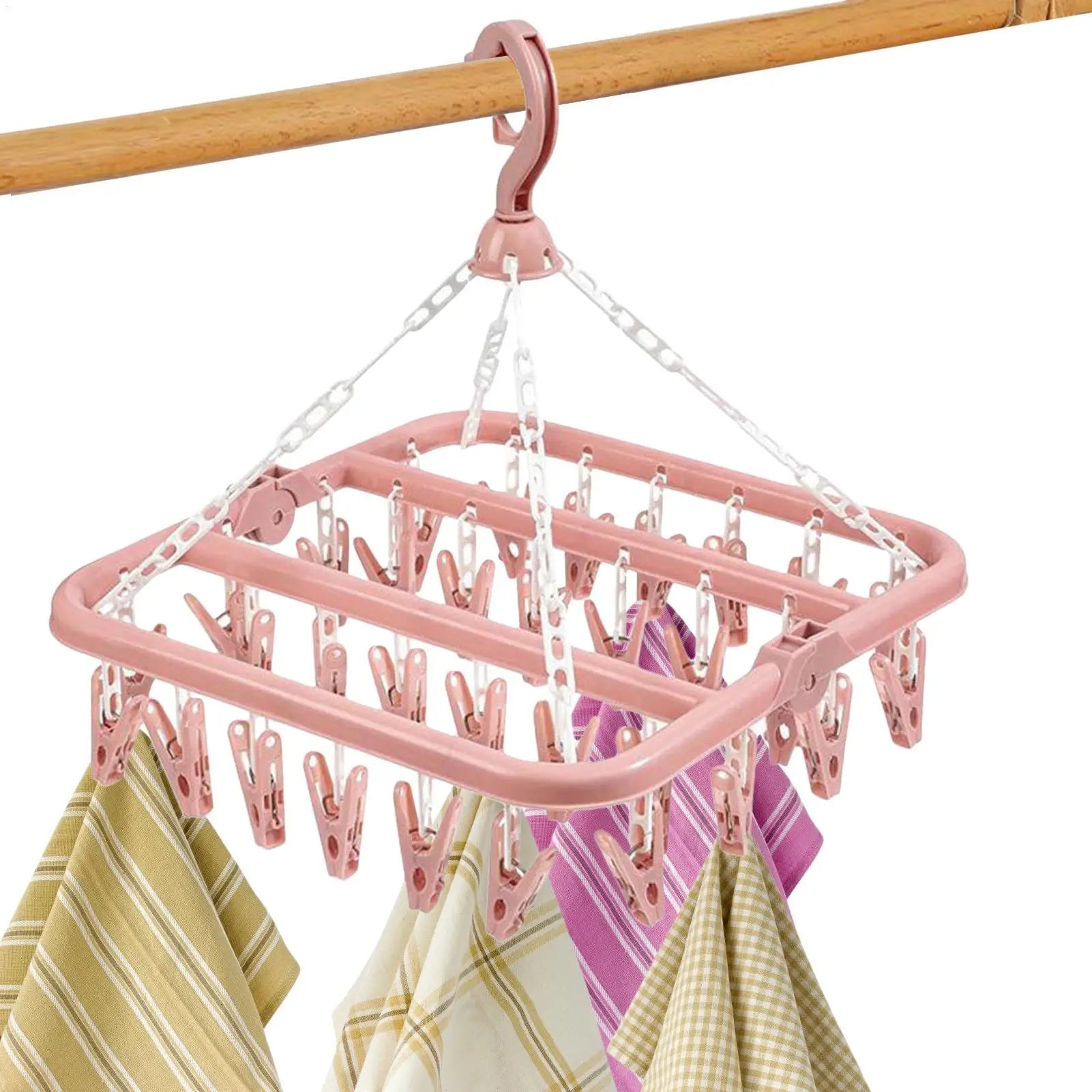 32-Clip Swivel Clothes Drying Rack for Socks and Underwear