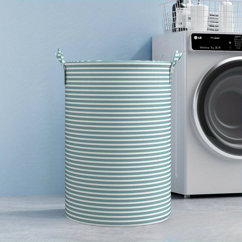 Foldable Striped Laundry Basket - Minimalist Collapsible Storage Bin