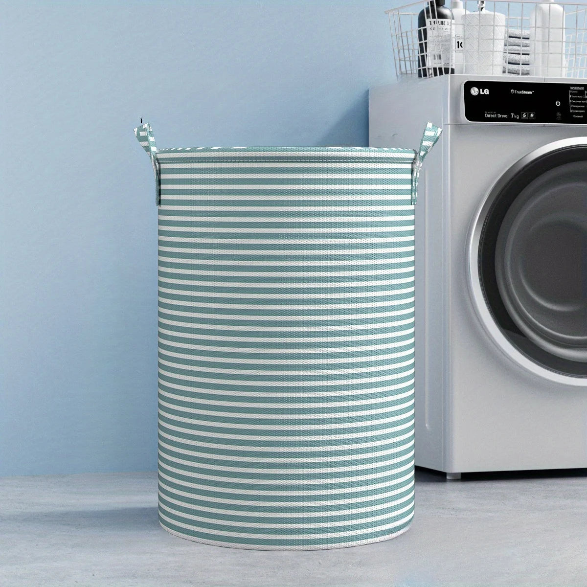 Foldable Striped Laundry Basket - Minimalist Collapsible Storage Bin