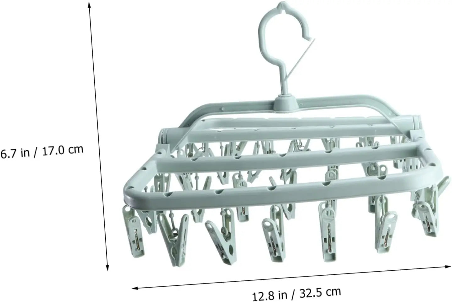 Foldable Plastic Drying Rack with 32 Clips for Socks & Underwear