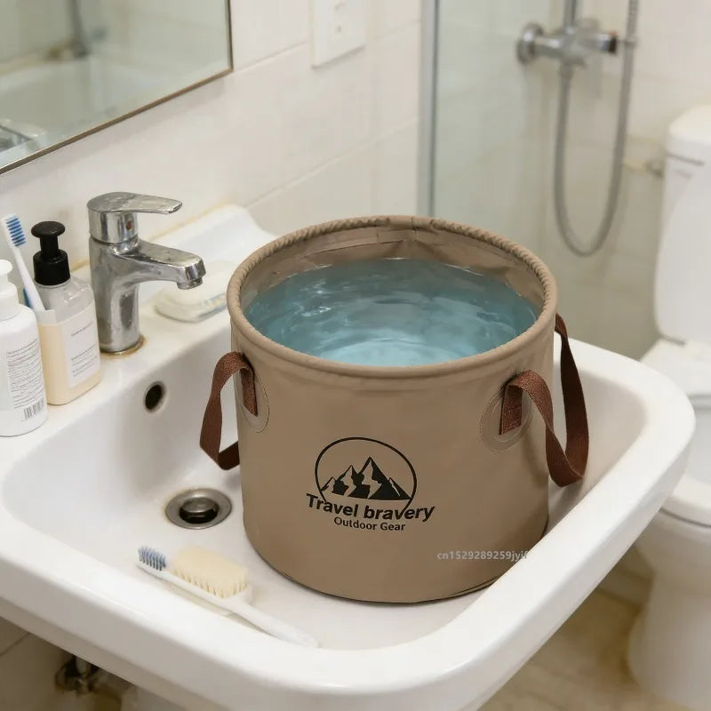 Portable PVC Folding Bucket for Camping, Hiking & Fishing