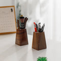 Walnut Wood Pen Holder - Minimalist Desktop Organizer for Office
