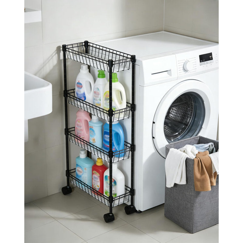 Slim Metal Rolling Storage Cart for Kitchen and Bathroom