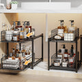 2-Tier Pull Out Under Sink Organizer - Carbon Steel Cabinet Storage