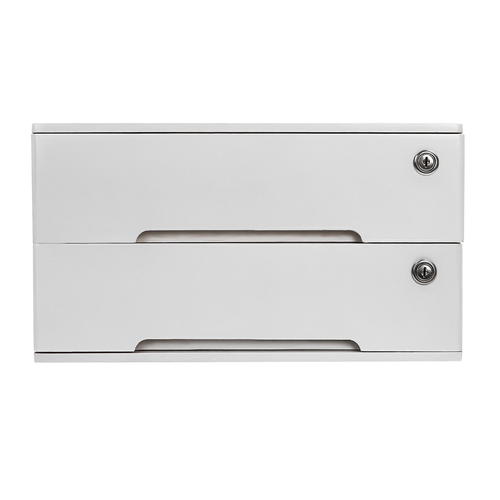 Wooden 2-Drawer Desktop File Cabinet with Lock - White Office Organizer
